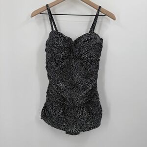 Shore Shapes Swimwear Women's‎ Black White Polka Dot One Piece Swimsuit Sz 12